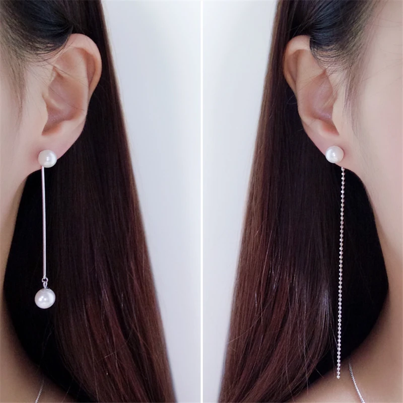 

925 Sterling Silver Earrings Simulated Pearl Drop Earrings for Women Jewelry Gifts Sterling-silver-jewelry pendientes EH194
