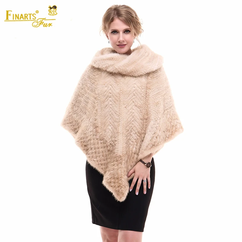 Winter Real Mink Fur Poncho New Knitted Luxury Genuine Fur Coats China ...