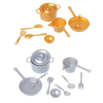 

HBB 10pcs 1:12 Fork Pot Kitchen Set Food Toys Dollhouse Miniature Dolls Accessories