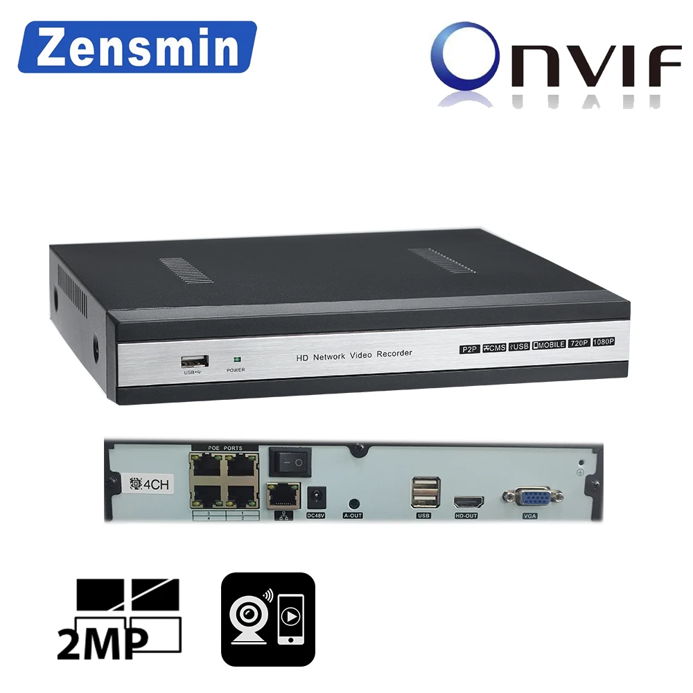 

Zensmin H.265 XMeye HD 4ch IP PoE NVR 2.0MP 4.0MP realtime p2p 48V HDMI Onvif2.2 1SATA 6TB HDD USB backup security cctv recorder