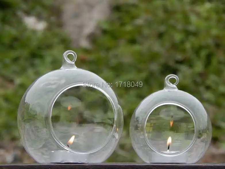 4PCS/set Dia 8cm/10cm Flat Bottom Round Globe Tealight Holder,Clear