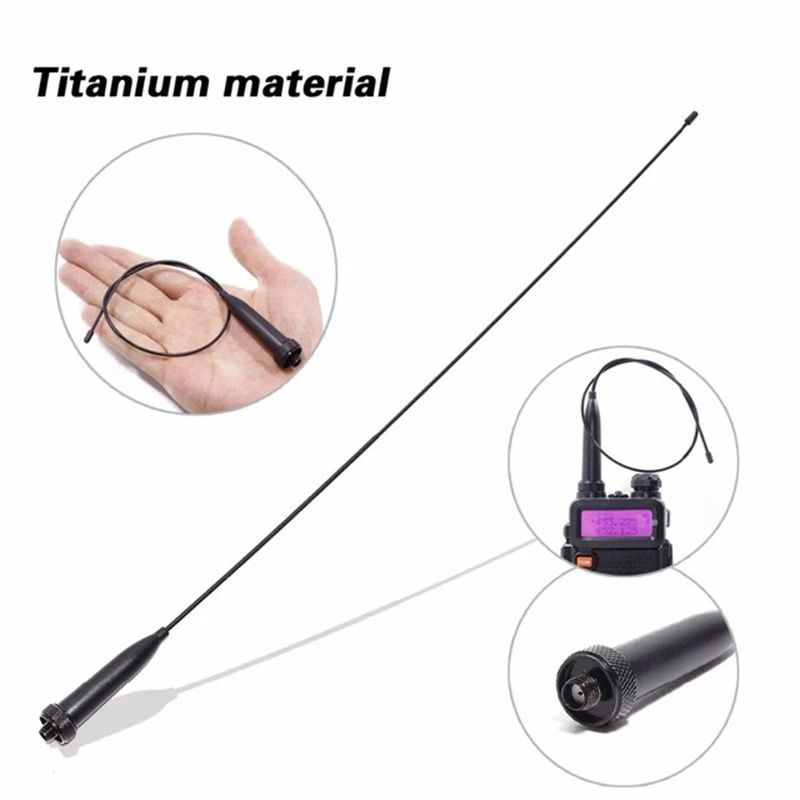 

ABBREE AR-776 Titanium SMA-Female 144/ 430MHz Dual Band Light Solid Antenna for Baofeng UV-5R UV-XR Waterproof Walkie Talkie