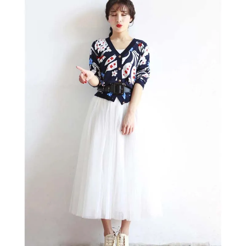 2018_Vintage_black_white_midi_Maxi_Long_Skirts_Woman_solid_Summer_plus_size_mesh_elastic_girl_Tulle_tutu_Skirt_Women_Clothing_7