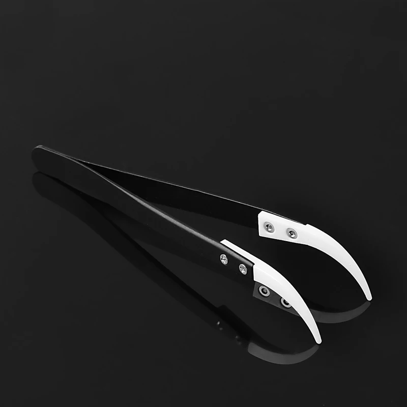 

Ceramic Tweezers Pliers Stainless Steel Handle Ceramic Heat Resistant Tip Curved Tips Tweezers