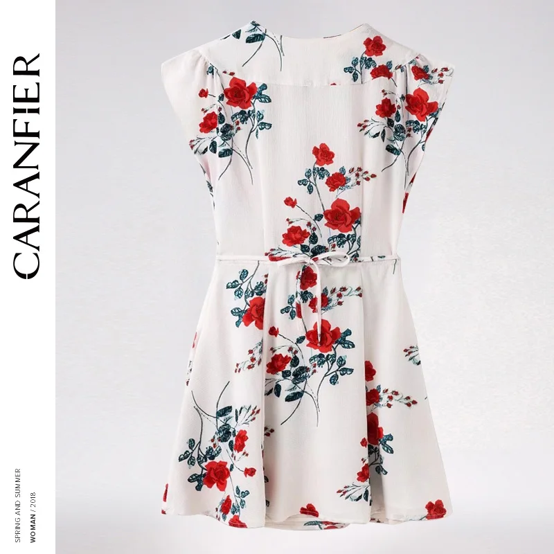 CARANFIER галстук бабочка белые летние платье без рукавов 2018 Fashion створки тонкая