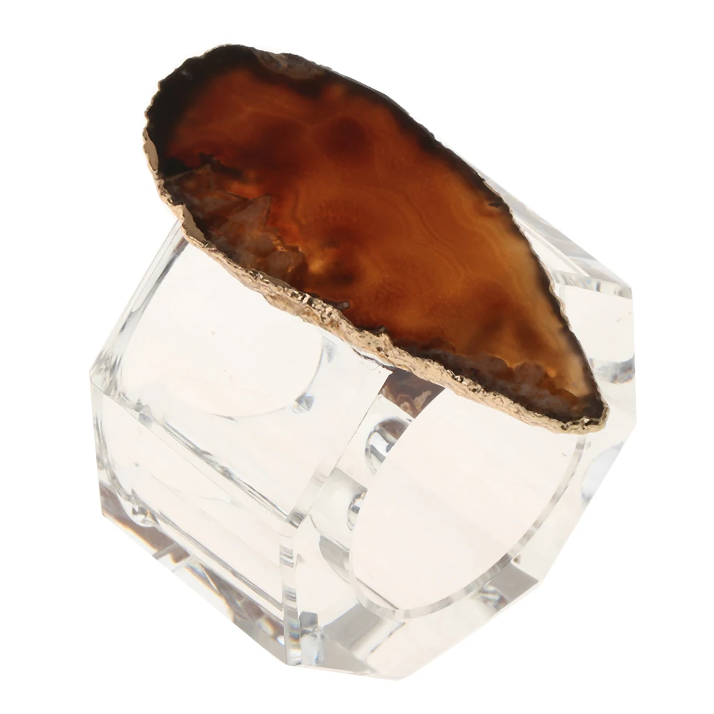 Crystal Napkin Serviette Ring Holders Table Adornment Party with Agate Decor