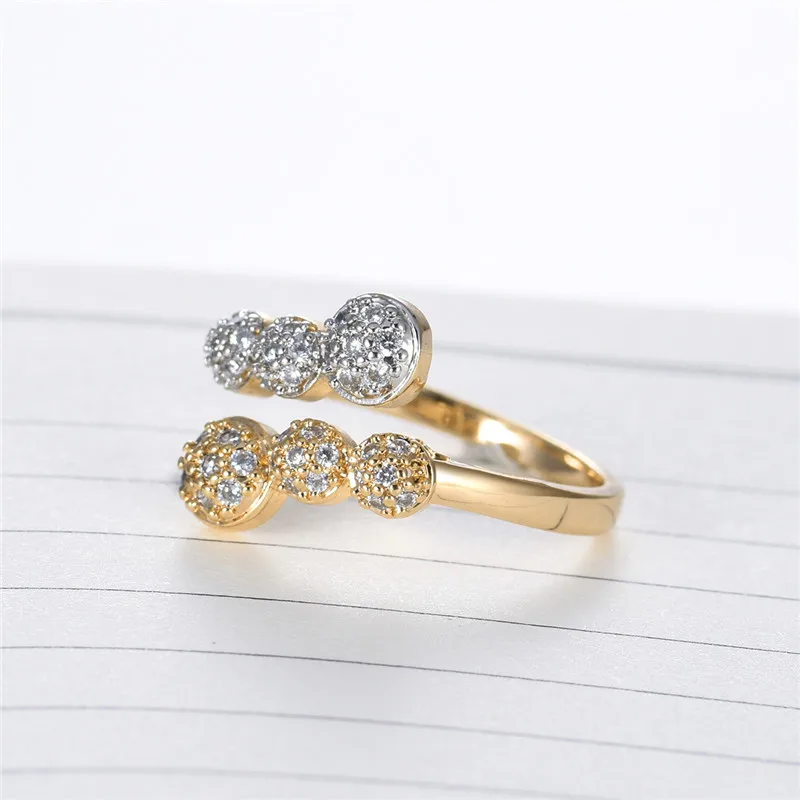 Gulicx роскошный золото и серебро Цвет Для женщин Обручение кольцо ...