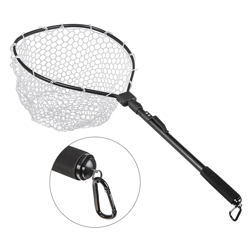 

Newly Fishing Net Fish Landing Net Foldable Collapsible Pole Handle Durable Rubber Material Mesh Fish Net BF88