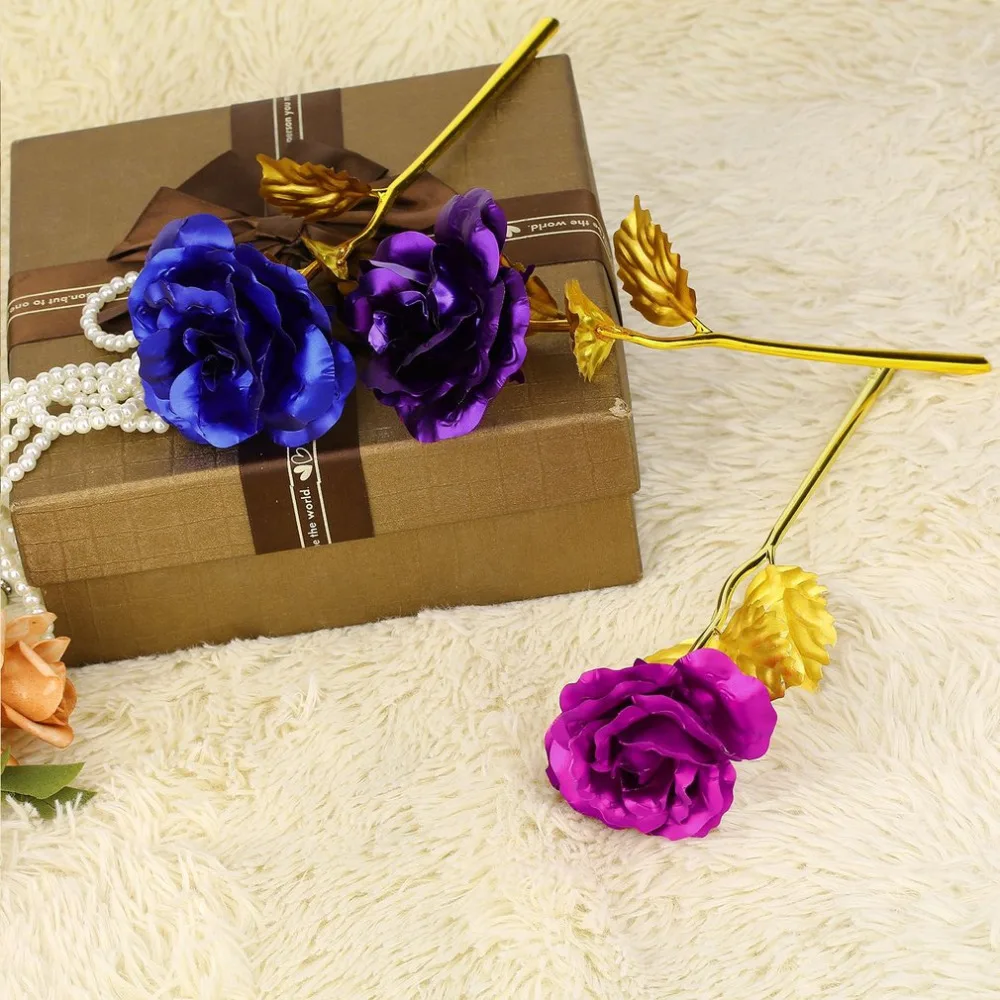 24 К Золотая фольга покрытая Роза творческие подарки длится навсегда роза с любовной базой для свадебного рождественского декора любовника с розничной коробкой