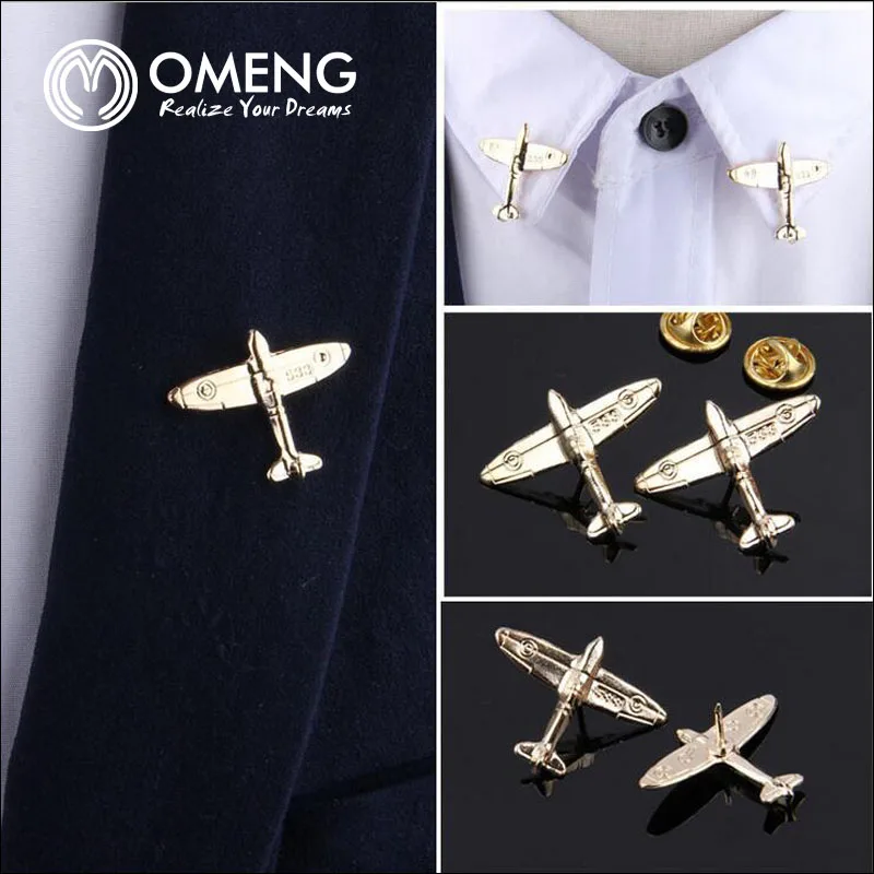 OMENG Aircraft brooches men suit Brooch man lapel pins wedding PIN BADGE Brooch Pins Collar Men