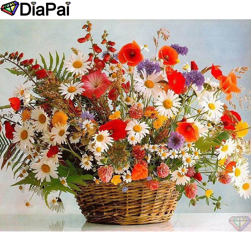 

DIAPAI Diamond Painting 5D DIY 100% Full Square/Round Drill "Flower basket" Diamond Embroidery Cross Stitch 3D Decor A24633
