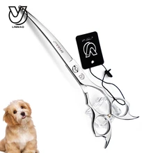 7inch Silver Curved Scissor Professional Shear Dog Pet Grooming Scissor Animal Haircut Honden Trim Scharen 9inch professional shark teeth fishing bone pet thinning hairdressing scissor pet grooming shear tesouras hairstyle tool