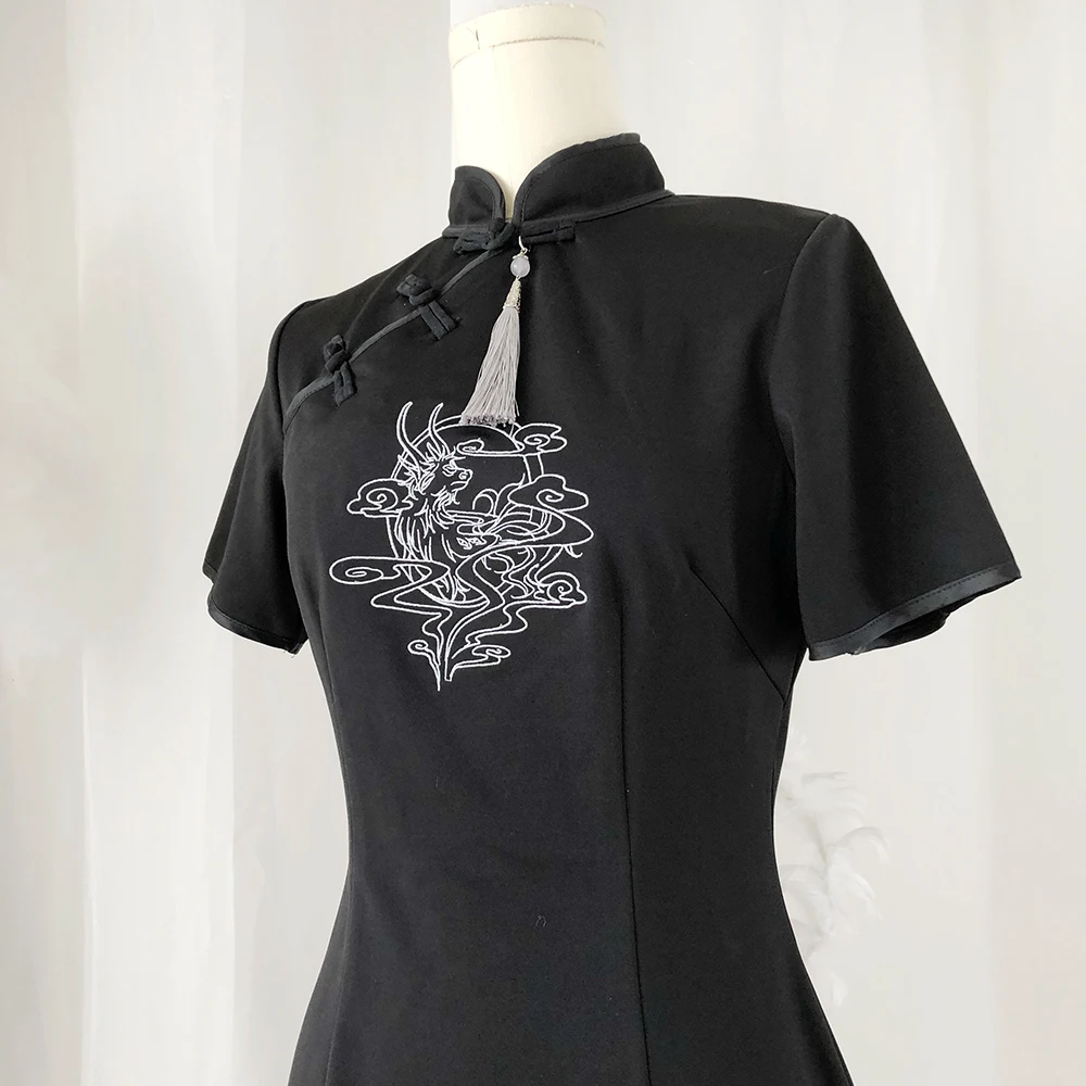 Китайский стиль винтажное повседневное улучшенное Hanfu короткое cheongsam с вышивкой