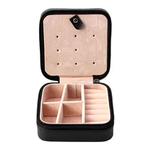 1PC Creative Travel Cosmetic Leather Jewelry Box Necklace Ring Storage Case Retro Organizer Display Jewelry Boxes jewelry leather mirror box storage organizer case ring earrings necklace display