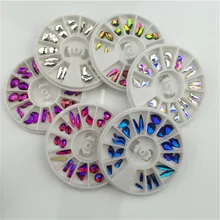 

Nail Art Wheel Rhinestone Diamond Gems White/AB/Blue flame Crystal Glitter 3D Accessoires Jewelry Manicure Tools Decoration
