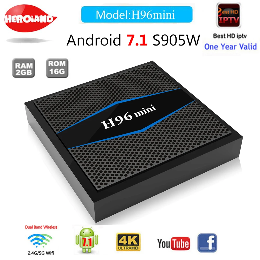 2018 последняя H96 мини 2 + 16G с 1 год сервис/подписка на Amlogic S905W четырехъядерный