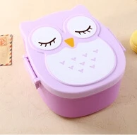 1 шт. кавайный конфетный Цвет Сова коробка для завтрака пригодная для использования в микроволновке духовка контейнер для бэнто случае столовая посуда детский подарок на день рождения - Цвет: Purple