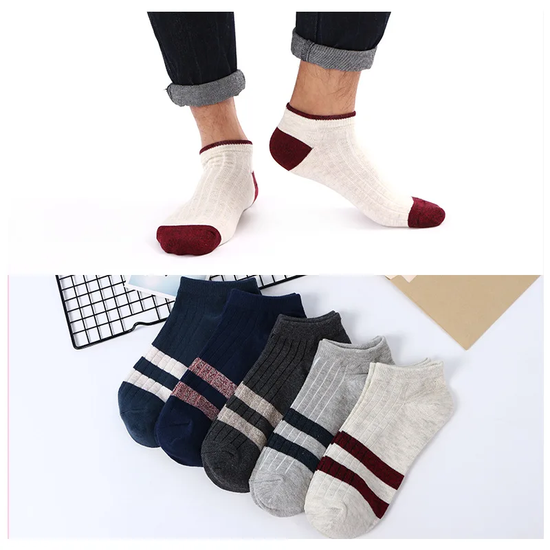 Spring and summer new men's color matching striped socks Casual cotton