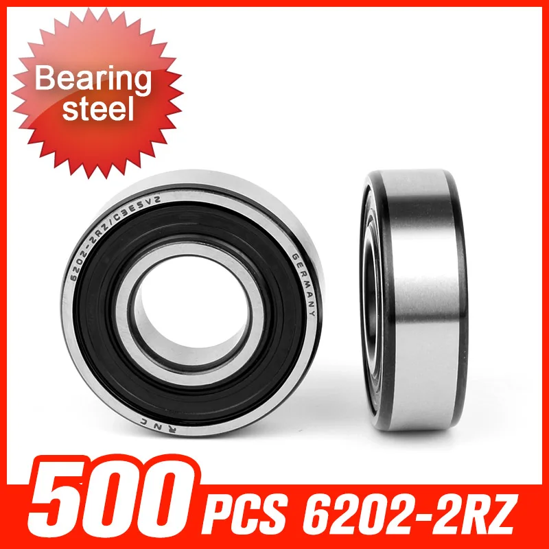 

500pcs 6202-2RZ Bearing 35x15x11mm Double Shielded Bearings For Conveying Machinery Front Rear Wheel Hardware Tool Accessories