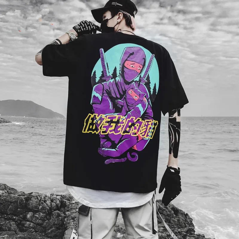 

Japanese Samurai Printed Harajuku Mens T Shirts 2019 Summer Hip Hop Fashion Short Sleeve Male T Shirt Casual Streetwear