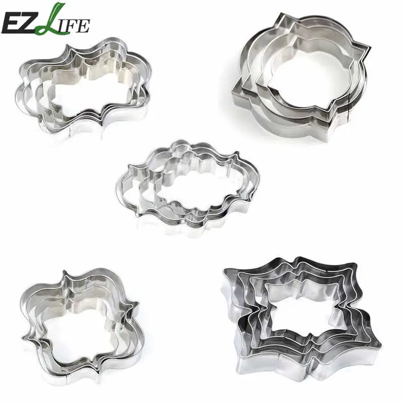4pcs/set Stainless Steel Cookie Cutters Square Diamond Rectangle Shape