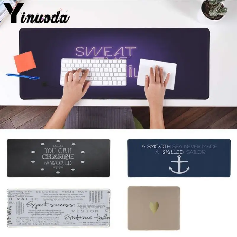 Yinuoda Motivational Quotes Word pattern DIY Design Pattern Game mousepad Anti-Slip Laptop PC Mice Mat Big Lock Edge Mousepad