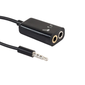 

3.5mm Stereo Audio Splitter Cable Jack to Earphone Headset + Microphone AUX Adapter Couples Turn Wiring Connector