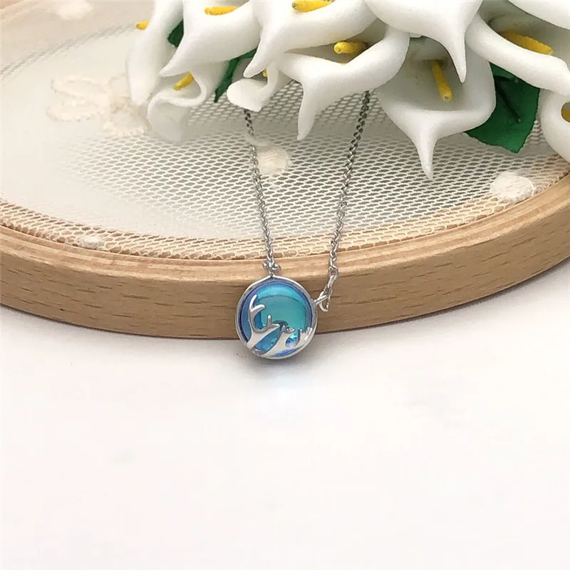 

S925 Sterling Silver Women Necklace Forest Antlers Long Chain Halo Crystal Gem stone Scale Light Pendant Necklace For Women Z4