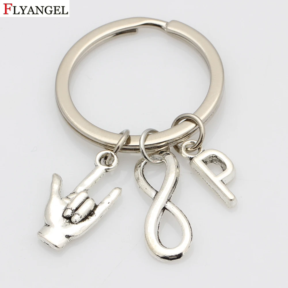 

New Design I LOVE YOU Gesture Keychain Custom Initials Name Car Key Ring Creative Gigantic Pendant Key Chain For Man Women Gift