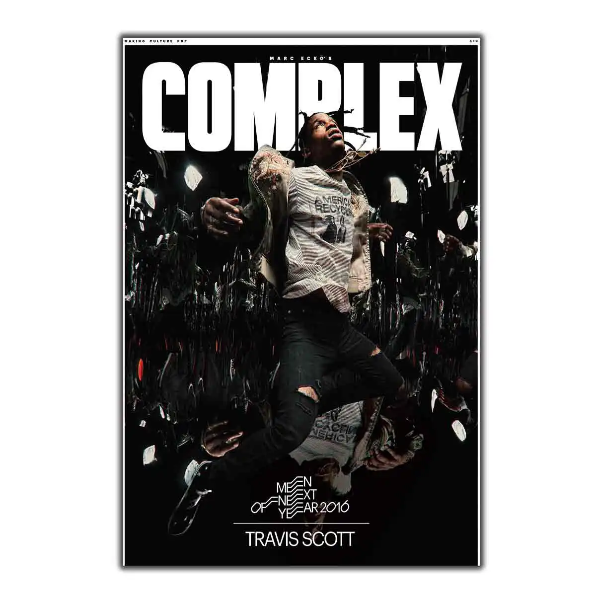 

Poster custom Wall decor 27x40 24x36 14x21 12x18 canvas room decoration Travis Scott Complex Rap Hip Hop wall decor