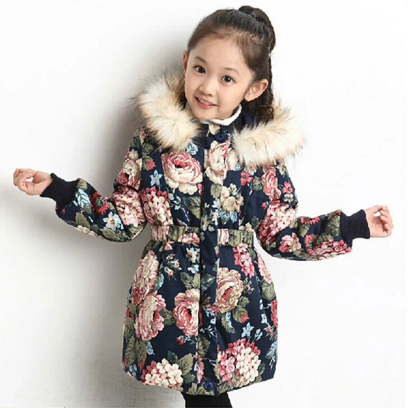 Зимняя стильная куртка для девочек модная хлопковая зимняя куртка для девочек с цветами зимняя одежда для девочек
