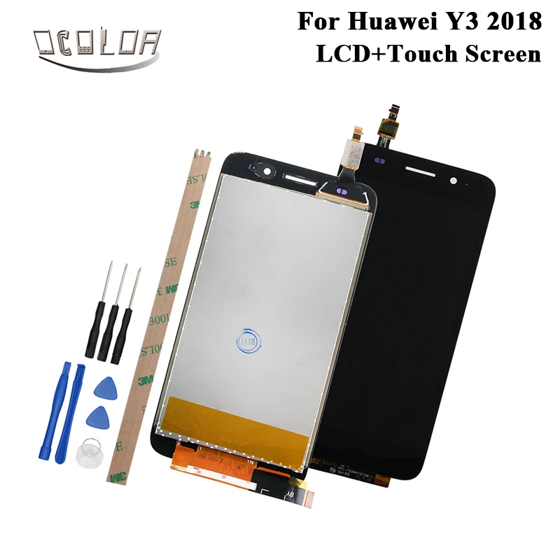 

ocolor For Huawei Y3 2018 LCD Display and Touch Screen +Tools And Adhesive 5.0" For Huawei Y3 2018 Mobile Phone Accessories