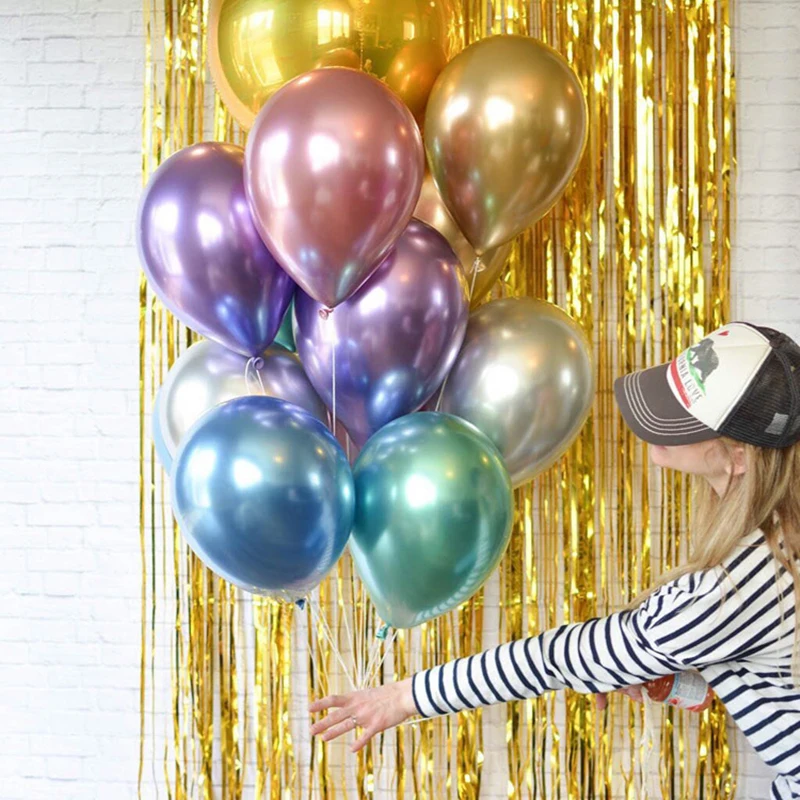 10 шт блестящие металлические латексные шары с жемчугом толстые Хромированные Металлические надувные воздушные шары Globos Metalicos украшение для дня рождения