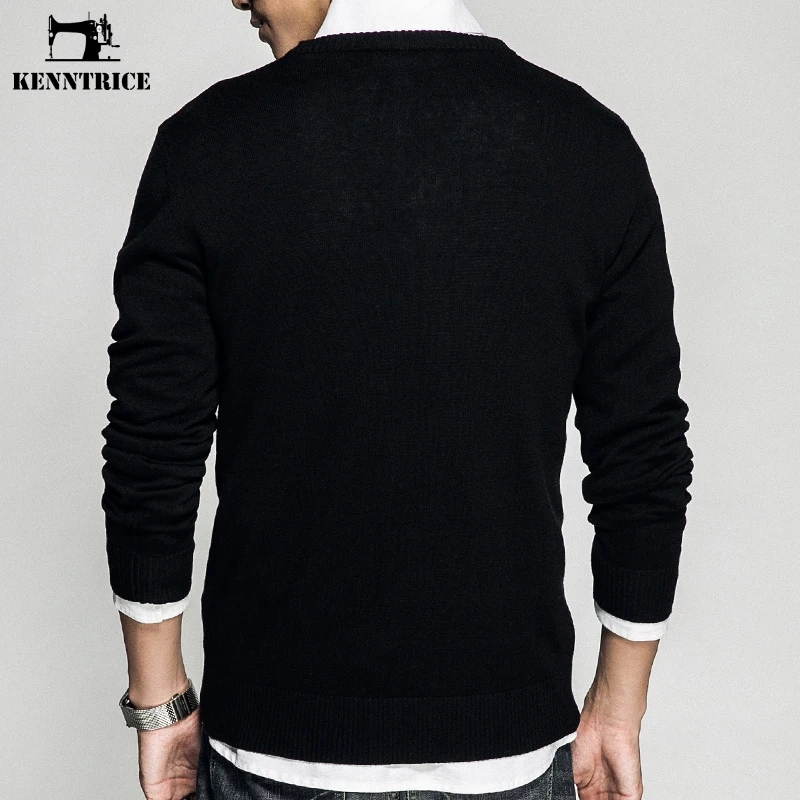 KENNTRICE брендовая одежда перо вышивка трикотаж Для мужчин свитер Пуловеры Повседневное хлопок черный Для мужчин s Jumper