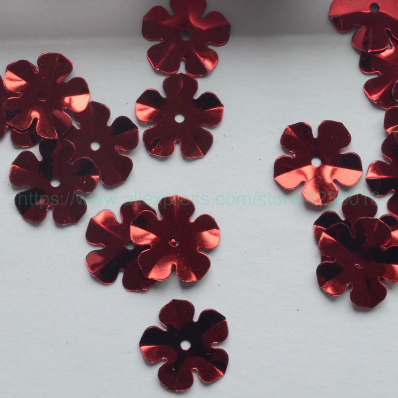 

25g 13mm Dark Red Five leaf Cup Flower Shape PVC Loose Sequins For Crafts Paillettes Sewing Decoration Garment DIY Accessory