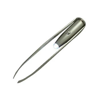 

Stainless Steel Eyelashes Eyebrow Tweezer + LED Light