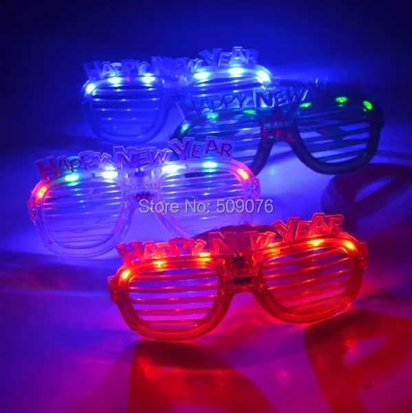 

Free shipping 120pcs/lot 3mode "happy new year " Shutter eyeglass flashing led glasses blinking glasses for party supplies