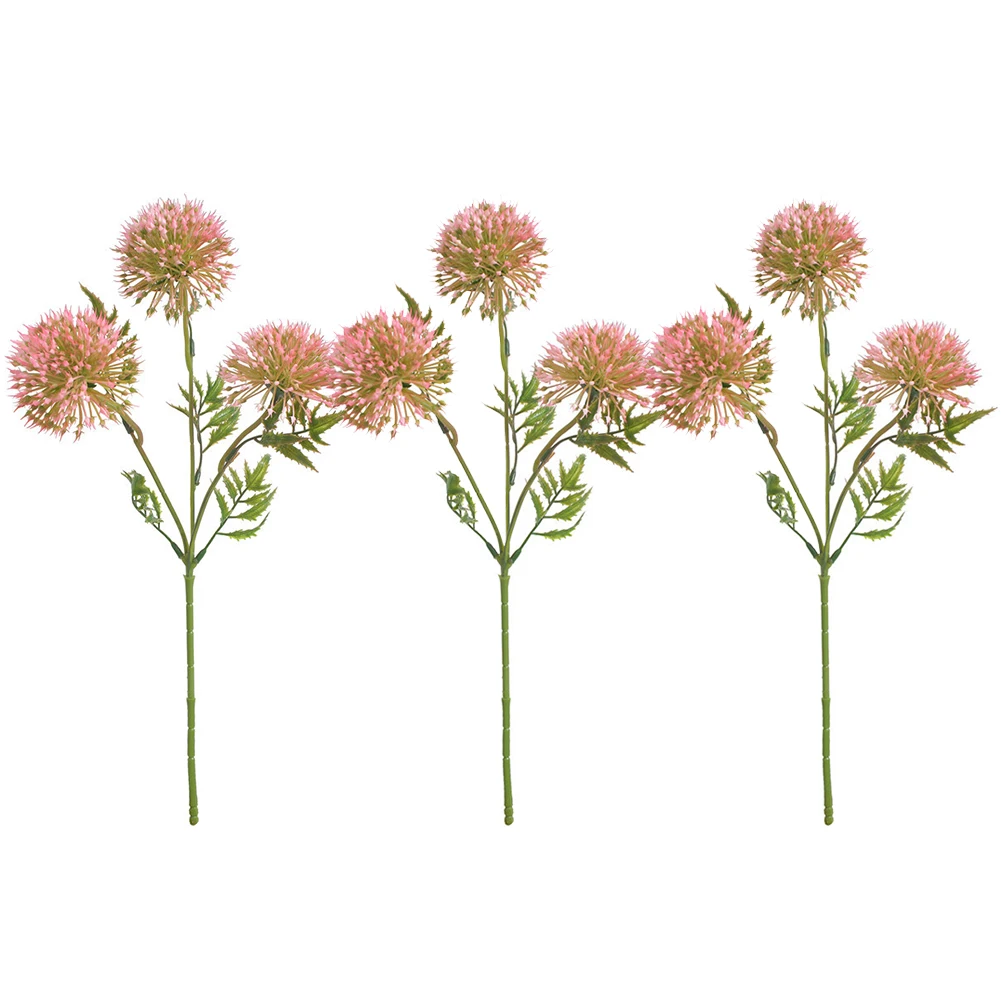 3 шт./компл. имитация зеленого растения, искусственные, принт в виде одуванчиков, букет цветов для дома и сада декоративные искусственные цветы для Свадебная вечеринка поставки - Цвет: Pink