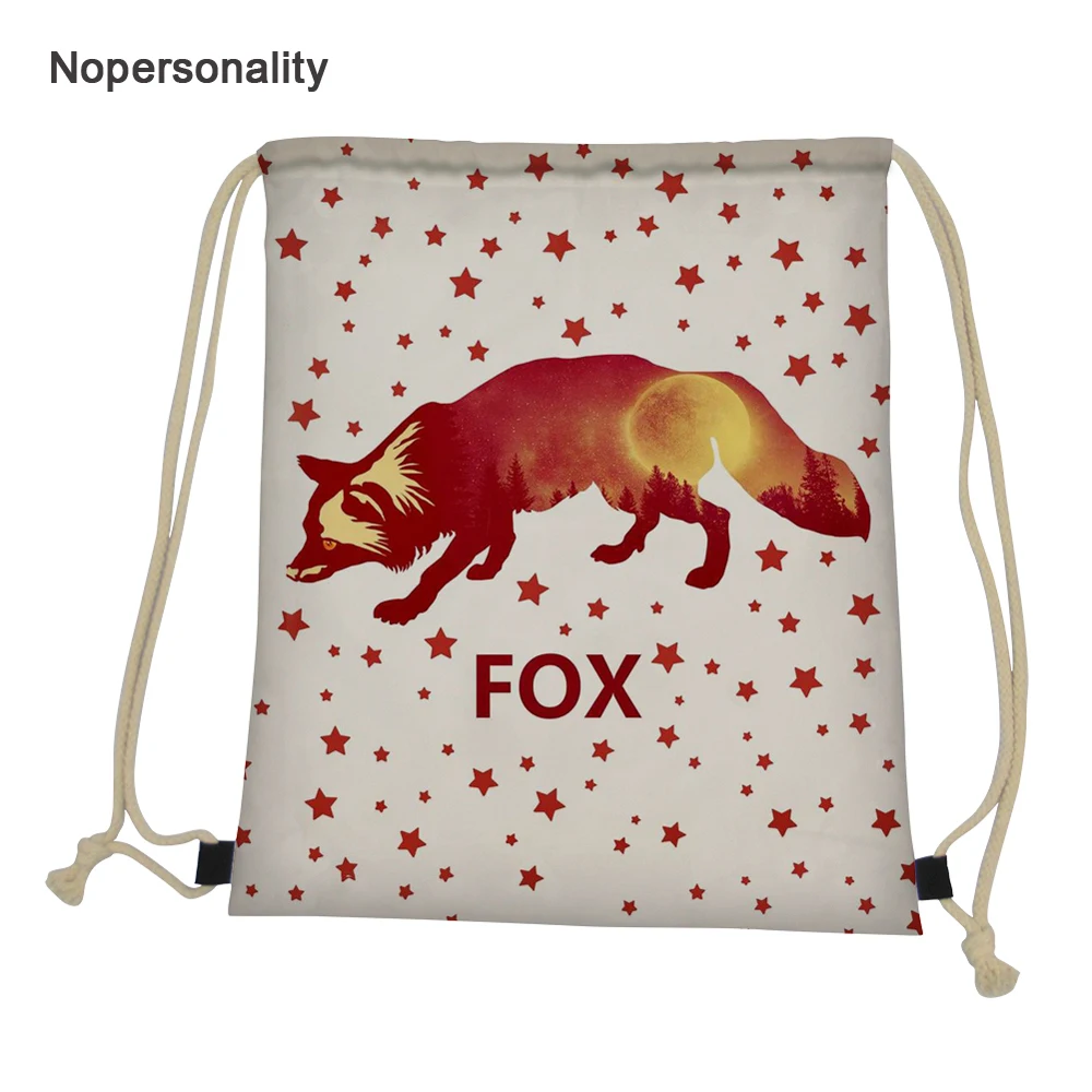 #*Cheap Nopersonality Printing Fox Storage Package Bags Unisex Women Men Drawstring Bag Portable Student Kids School Backpacks Mochila