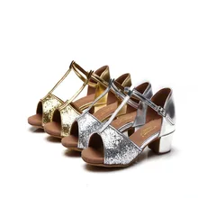 Девочек Туфли для латинских танцев/Танго/Сальса/современные туфли на каблуке высотой 3 см; sz24~ 40 Детская обувь Артикул соответствует китайскому размеру