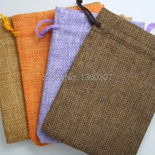 100 шт./лот смешанные, четыре цвета, 10x14 см льняные мешки Рождественский Подарочный Пакет Конфеты мешочек для украшений сумки