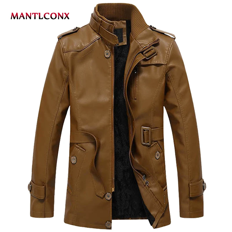 

MANTLCONX 2019 Leather Jacket Men PU Leather Jacket Male Business Casual Coats Man Jaqueta Masculinas Inverno Couro Large 4XL