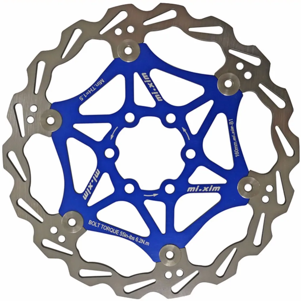 160mm Floating Disc Brake Rotors MTB Bike Six Disc Brake Disc With Screw Bluein Bicycle Brake