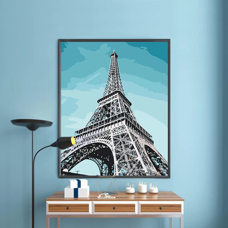 Популярная архитектура Франция Париж Эйфелева башня Классическая романтическая Эстетическая живопись DIY Цифровая живопись декоративная живопись