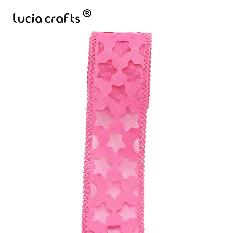 Lucia crafts 5y/6y 40 мм Звездные ленты из органзы для свадебного домашнего декора DIY шитье подарочная упаковка аксессуары ручной работы P0707 - Цвет: C8 Rose Red 5y