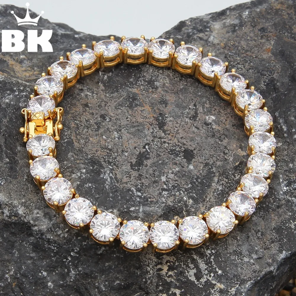 BLING KING 1 ряд круглой огранки фианит 8 мм Теннисный Браслет Золотой серебристый