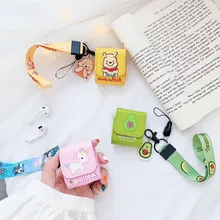 Кожаный чехол для наушников AirPods чехол Роскошный мультяшный чехол для Apple Air pods 2 Чехол розовая коробка для наушников Аксессуары Брелок