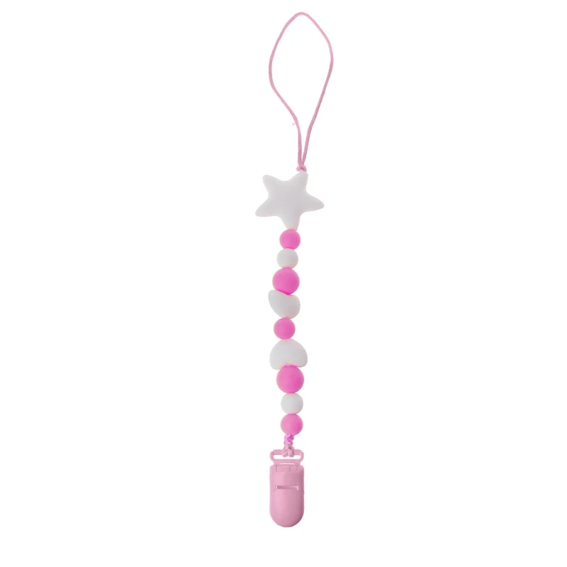 Цепочка для детской соски силиконовые бусины для ребенка жевательный зажим держатель Soother Chain - Цвет: HP