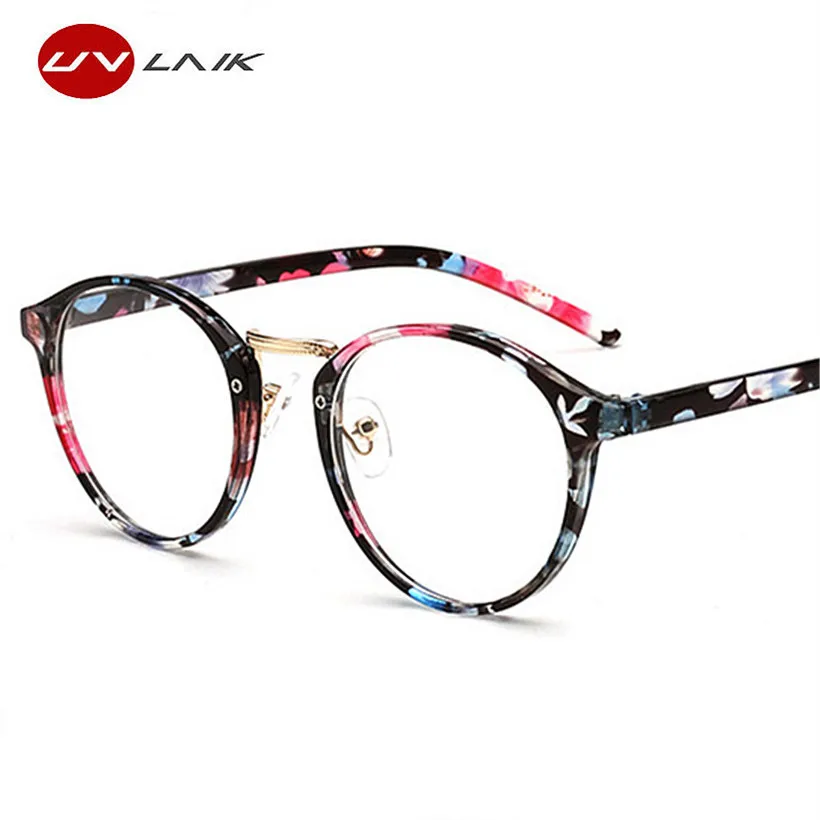 

UVLAIK Retro Round Eeyewear Frames New Ultra-light Myopia Glasses Frame Transparent Women's Men's Flower Frames Accessories