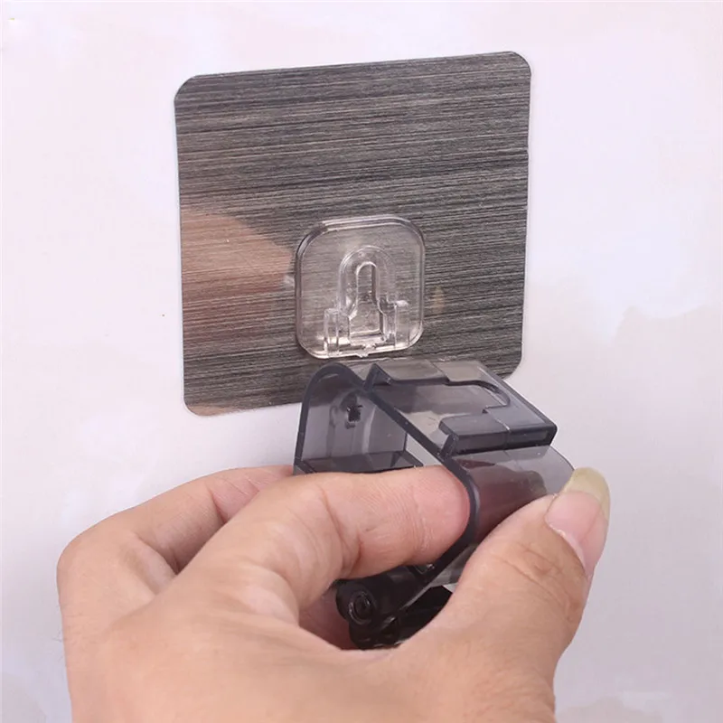 

2019 Dual Rack Wall Mounted Mop Bar Holder Rack Adjustable Clip Self Adhesive Broom Brush Holder Umbrella Handle Hanger